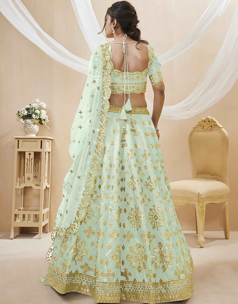 Pista Art Silk Lehenga Choli Back View