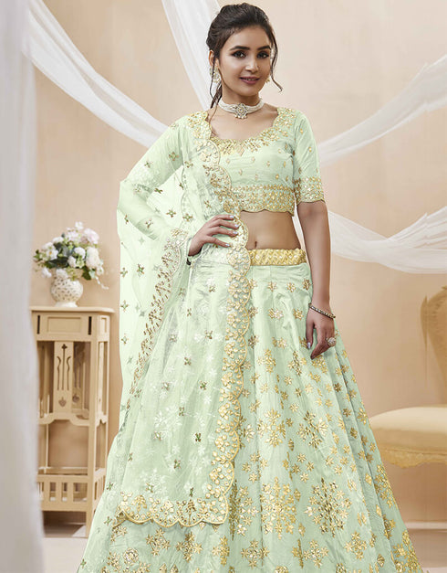 Pista Art Silk Lehenga Choli Salwar Kameez