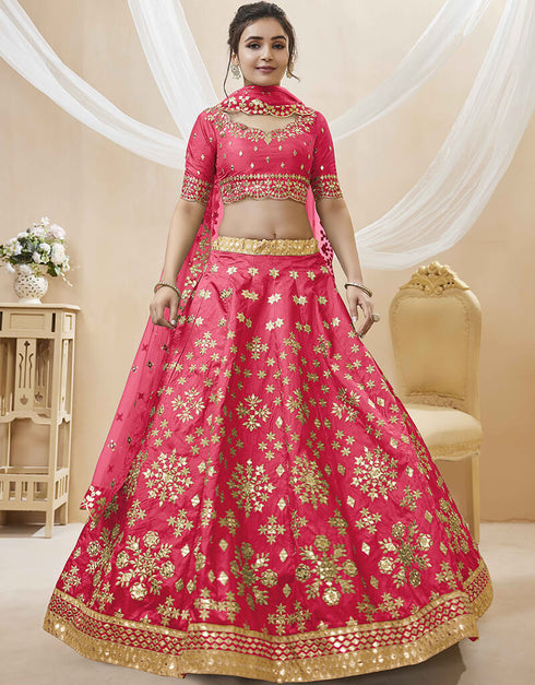 Pink Art Silk Lehenga Choli Closure View
