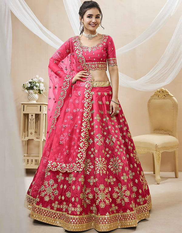 Pink Art Silk Lehenga Choli