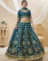 Blue Art Silk Lehenga Choli Closure View