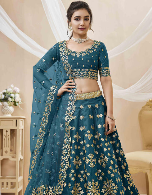 Blue Art Silk Lehenga Choli Salwar Kameez