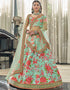 Mint Red Art Silk Lehenga Choli Closure View