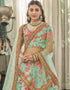 Mint Red Art Silk Lehenga Choli Back View
