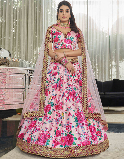 Light Pink Art Silk Lehenga Choli