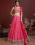 Pink Chinon Silk Lehenga Choli