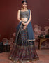 Blue Chinon Silk Lehenga Choli