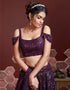 Wine Heavy Soft Net Lehenga Choli Closure View