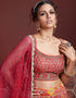 Red Pure Chinon Silk Lehenga Choli Closure View