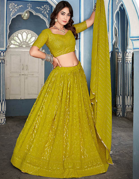 Mehendi Georgette Lehenga Choli Closure View