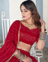 Red Georgette Lehenga Choli Back View