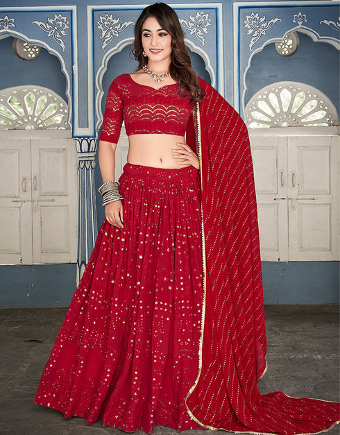 Red Georgette Lehenga Choli
