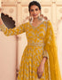 Yellow Dola Jacquard Silk Pant Anarkali Closure View