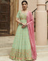 Pista Faux Georgette Pant Anarkali