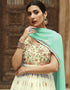 Cream Faux Georgette Pant Anarkali Closure View
