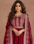 Maroon Premium Silk Pant Anarkali Closure View
