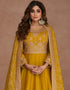 Yellow Premium Silk Pant Anarkali Closure View