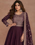 Wine Premium Silk Pant Anarkali Closure View