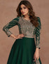 Green Premium Silk Pant Anarkali Closure View