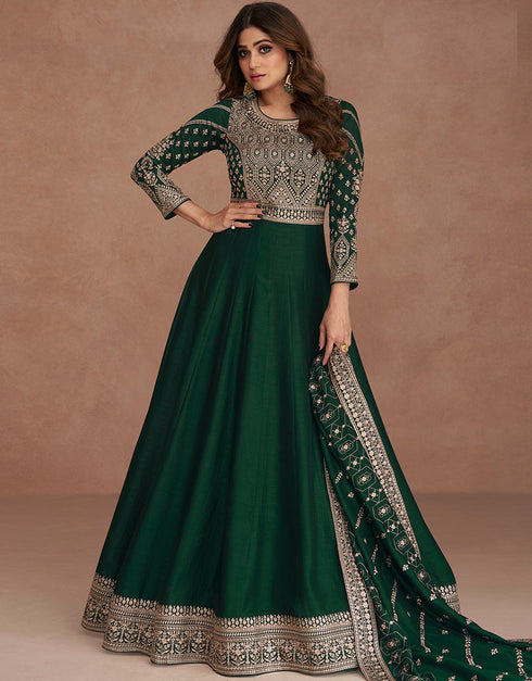 Green Premium Silk Pant Anarkali