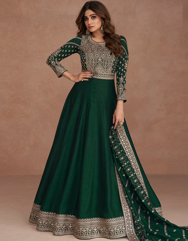 Green Premium Silk Pant Anarkali
