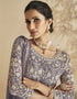 Purple Faux Georgette Sharara Suit Closure View