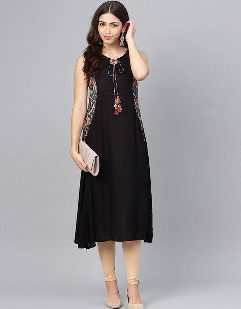 Black Viscose Rayon N/A Dress
