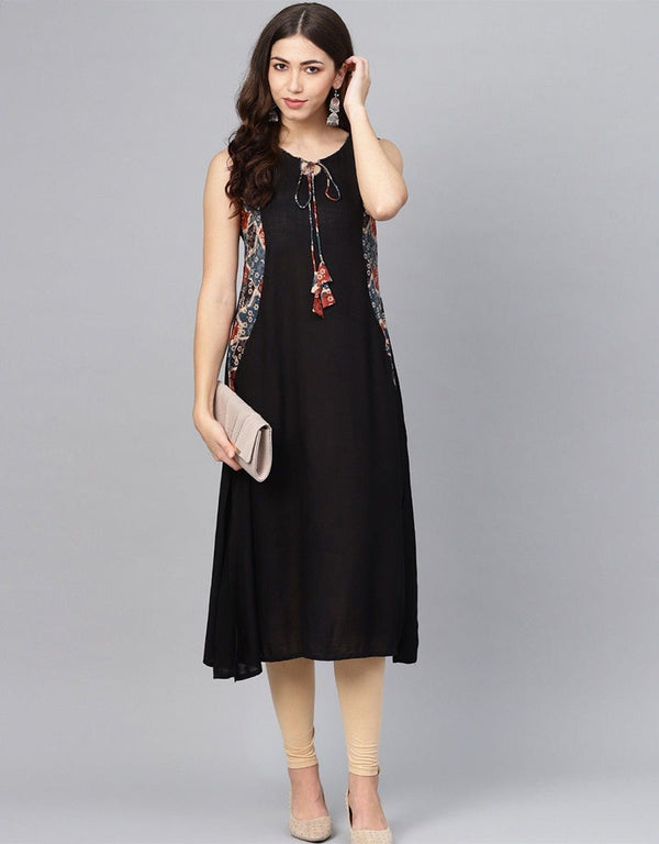 Black Viscose Rayon N/A Dress