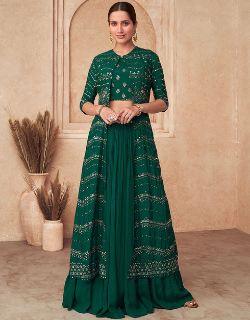 Green Georgette Lehenga Suit