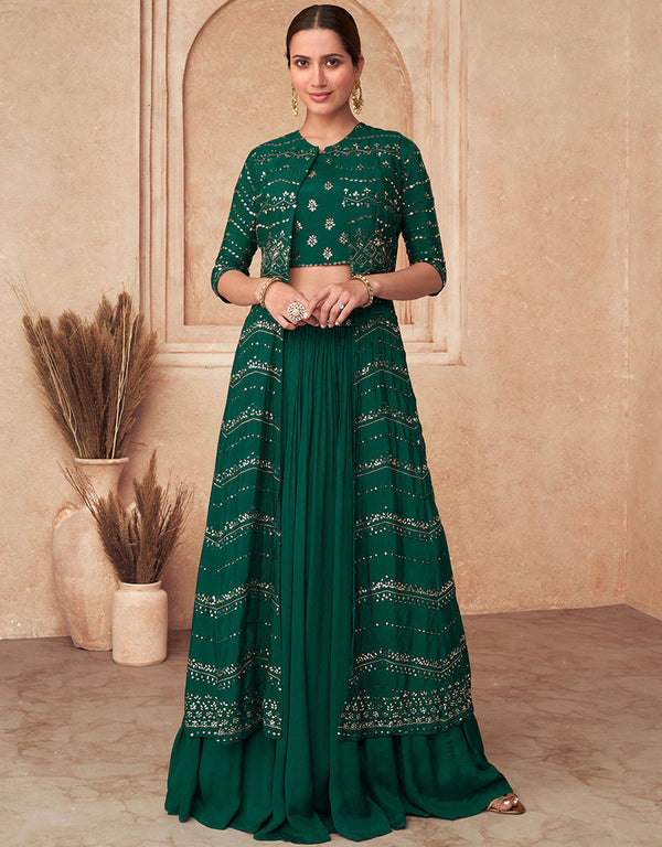 Green Georgette Lehenga Suit