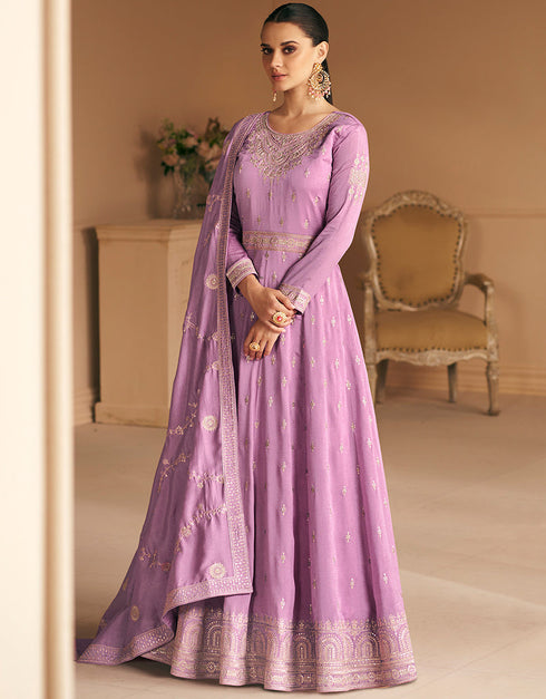 Lavender Premium Silk N/A Anarkali Closure View