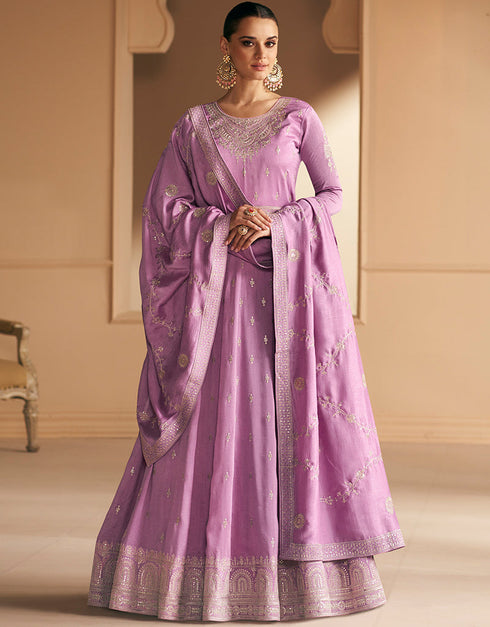 Lavender Premium Silk N/A Anarkali