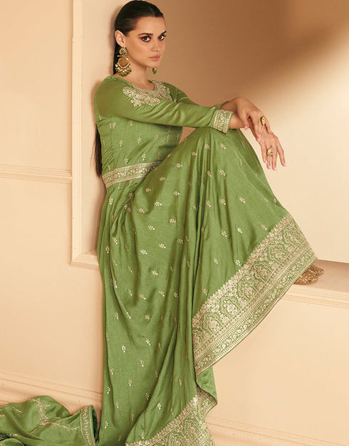 Mehendi Green Premium Silk N/A Anarkali Closure View
