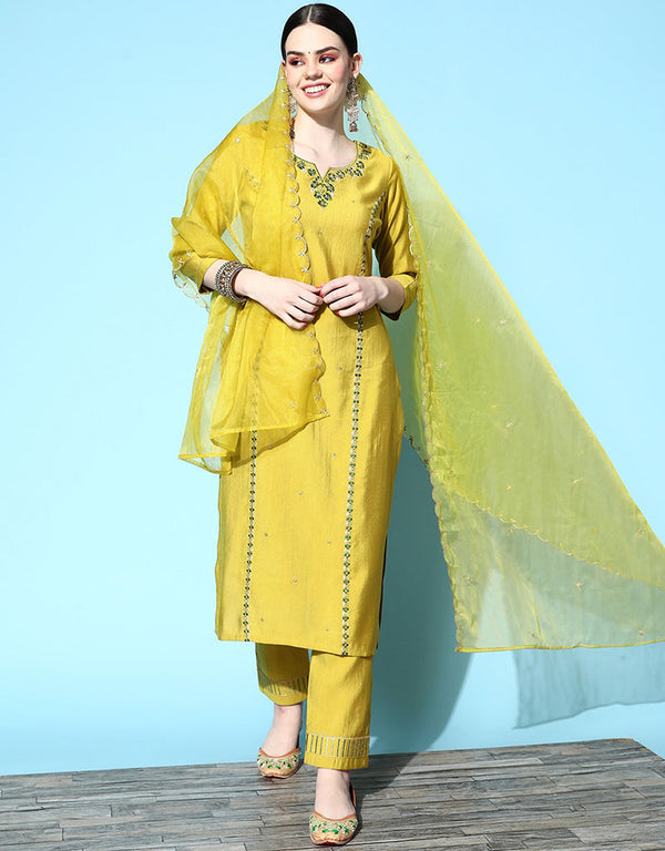 Lemon Viscose Rayon Pant Straight