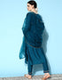 Teal Blue Viscose Rayon Pant Straight Back View