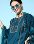 Teal Blue Viscose Rayon Pant Straight Salwar Kameez