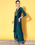 Teal Blue Viscose Rayon Palazzo Straight Back View