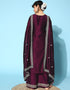 Wine Viscose Rayon Palazzo Straight Back View