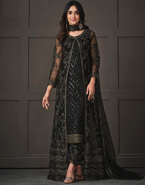 Black Net Pant Straight