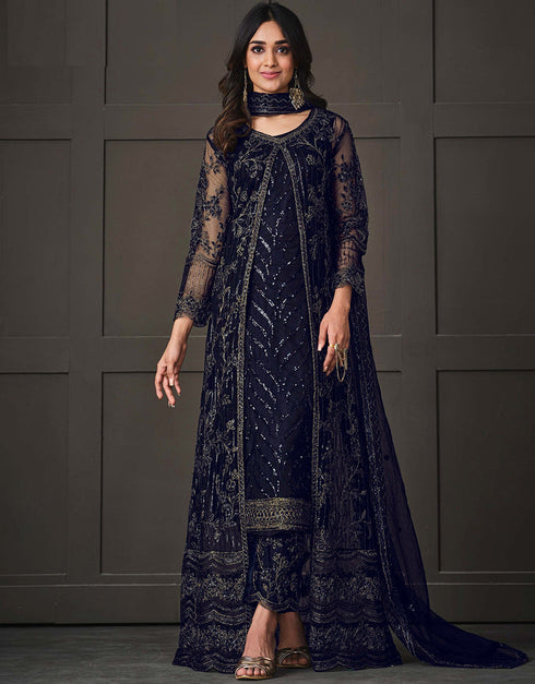 Blue Net Pant Straight