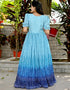 Blue Designer Party Wear Heavy Readymade Chinon Gown Back View