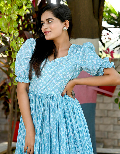 Blue Designer Party Wear Heavy Readymade Chinon Gown Salwar Kameez