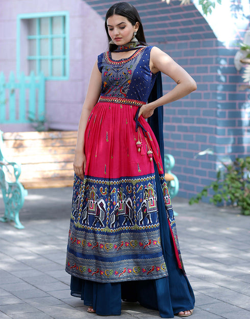 Pink Dola Silk Palazzo Suit Closure View