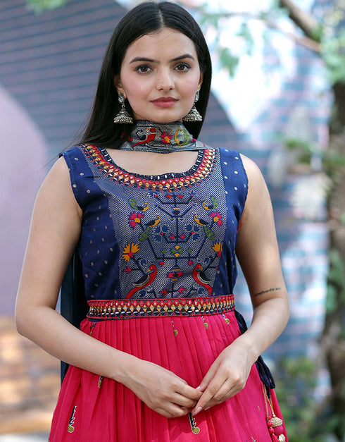 Pink Dola Silk Palazzo Suit Salwar Kameez