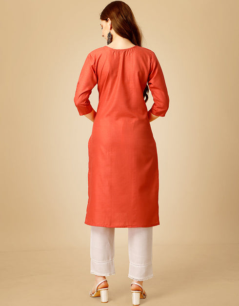 Coral Cotton Magic Slub Pant Straight Back View