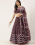 Burgundy Net Lehenga Choli