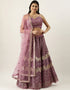 Purple Net Lehenga Choli Closure View