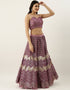 Purple Net Lehenga Choli Back View