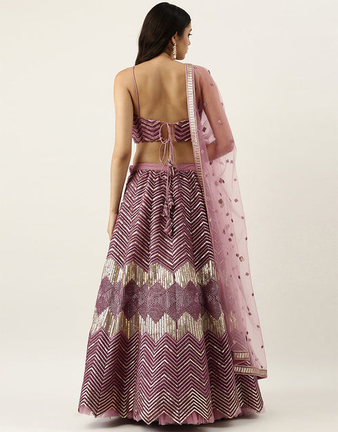 Purple Net Lehenga Choli Salwar Kameez