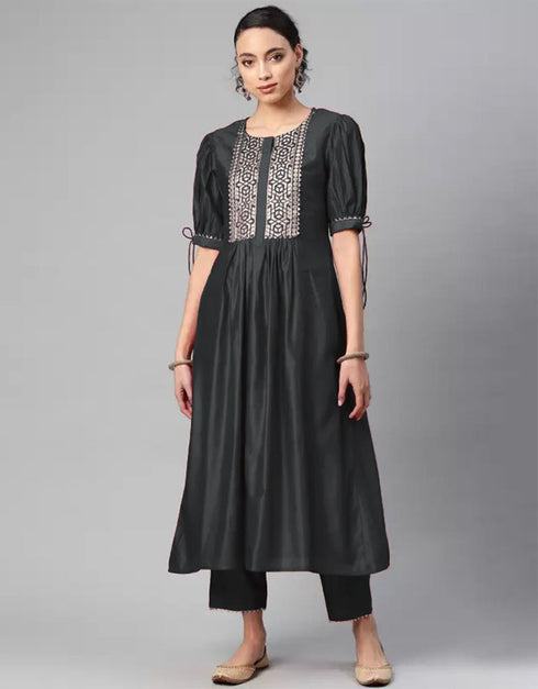 Black Viscose Rayon Pant Suit